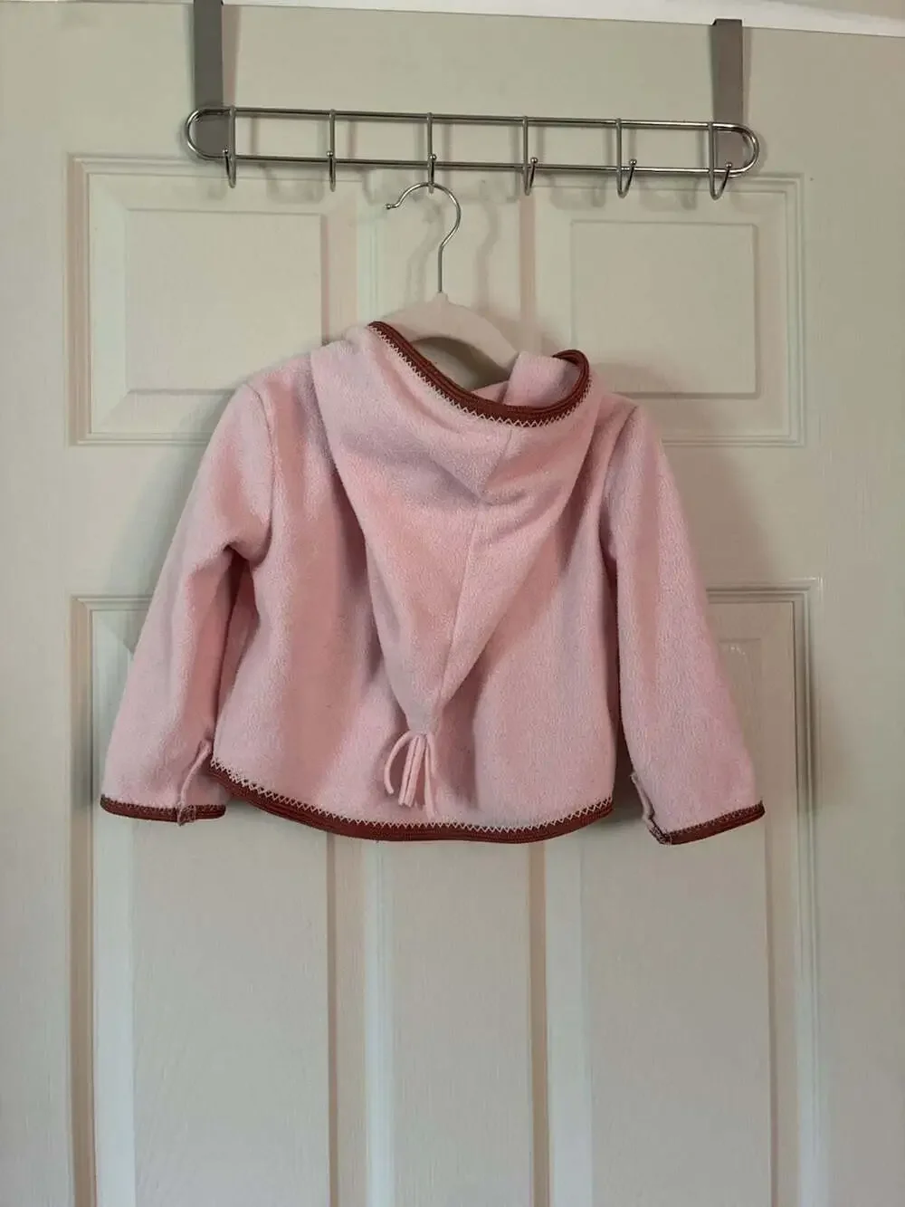 Hanna Andersson Pink Fleece Zip-Up Hooded Jacket with Leopard Pockets